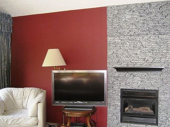 Gas fireplace warms the Living Room