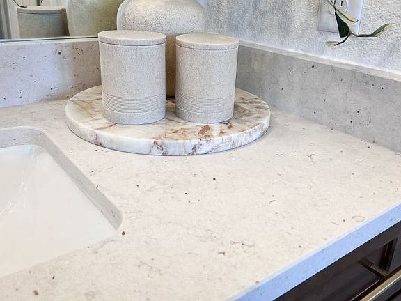 Designer countertops throughout