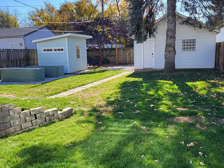 Southeast view of the backyard.