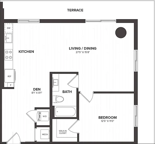 Floor plan 1 Bed/1 Bath-A2