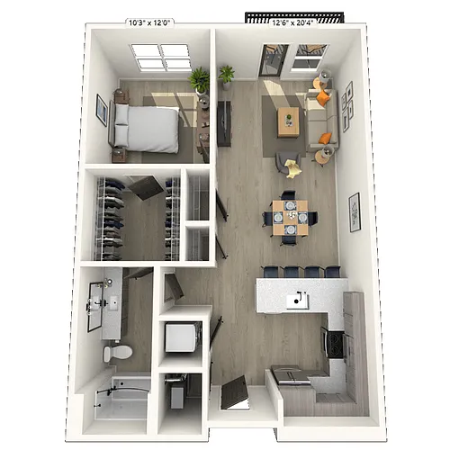 Floor plan A3 1x1 805 SF-FP