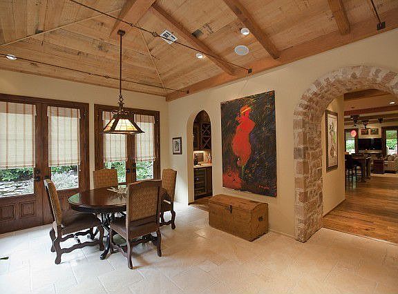 Stacked stone entry to living area