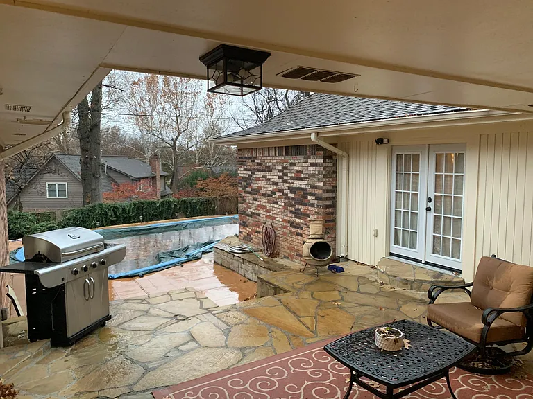 Flagstone patio and heated pool
