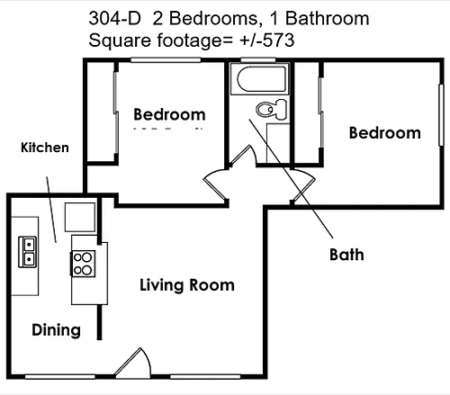 Floor plan 2 bedroom 1 bath