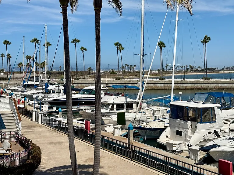 View to west from Master Bedroom's balcony overlooking Silver Strand State Park's bay side picnic areas and nature walks, with the beach side accessible through an underpass (no traffic crossings). All are just a short walk away.