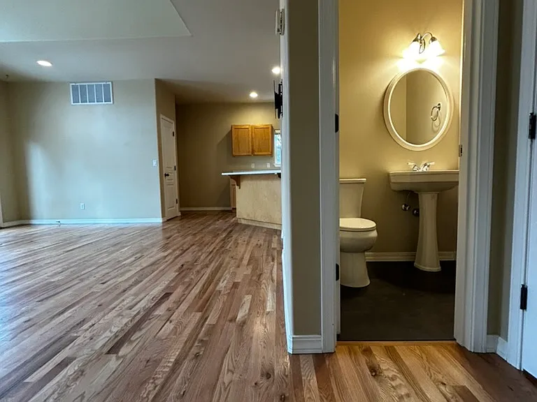 Downstairs Bath and living room