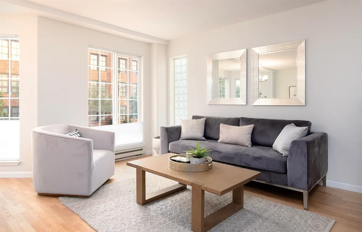 Living room - back wall has been painted to dark gray shade. - 445 Arguello Blvd #2