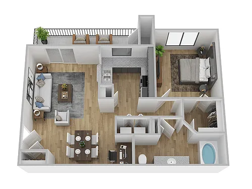 Floor plan 1 Bed, 1 Bath C