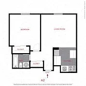 Floor plan 1 Bed 1 Bath A2