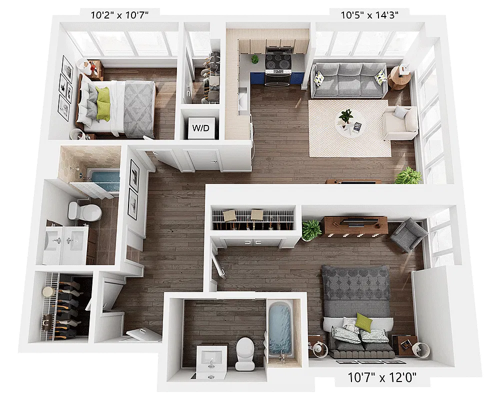 Floor plan Two Bedroom B2A