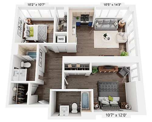 Floor plan Two Bedroom B2A