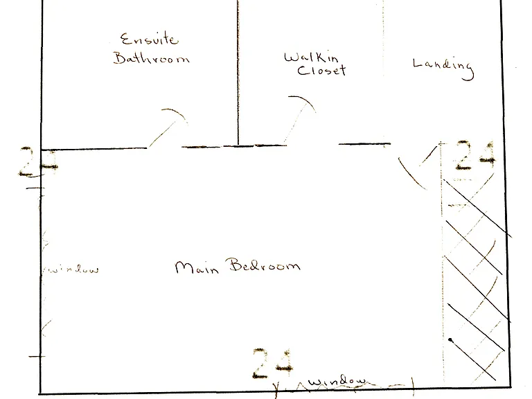 Floor plan of 2nd floor master looking North