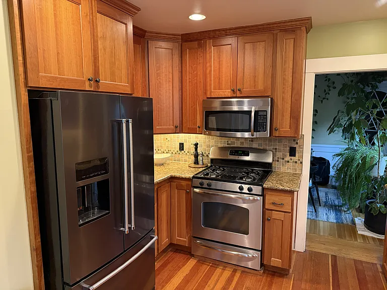 Kitchen with stainless steel appliances