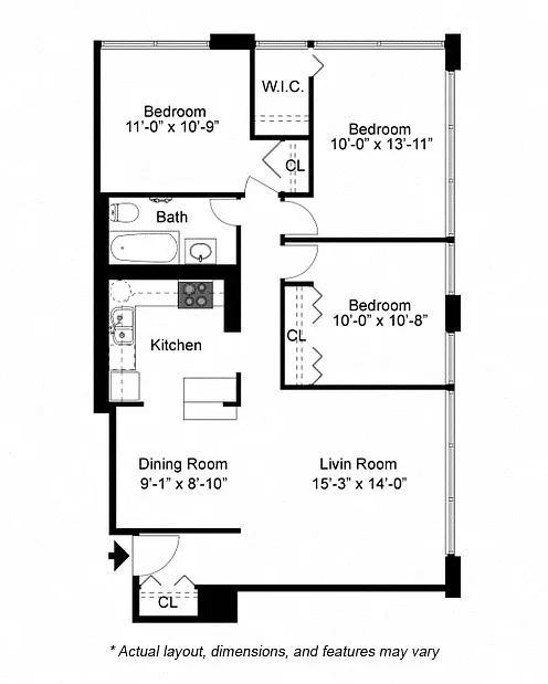 Floor plan 3 Bed 1 Bath