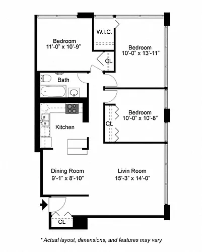 Floor plan 3 Bed 1 Bath