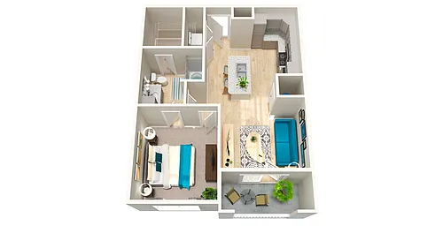 Floor plan A2 742sf 1/1