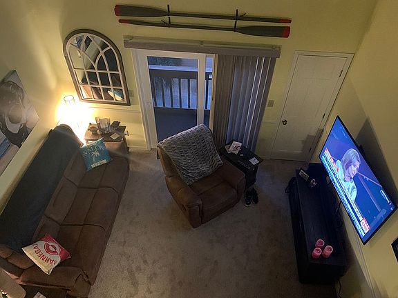 Looking downstairs to den