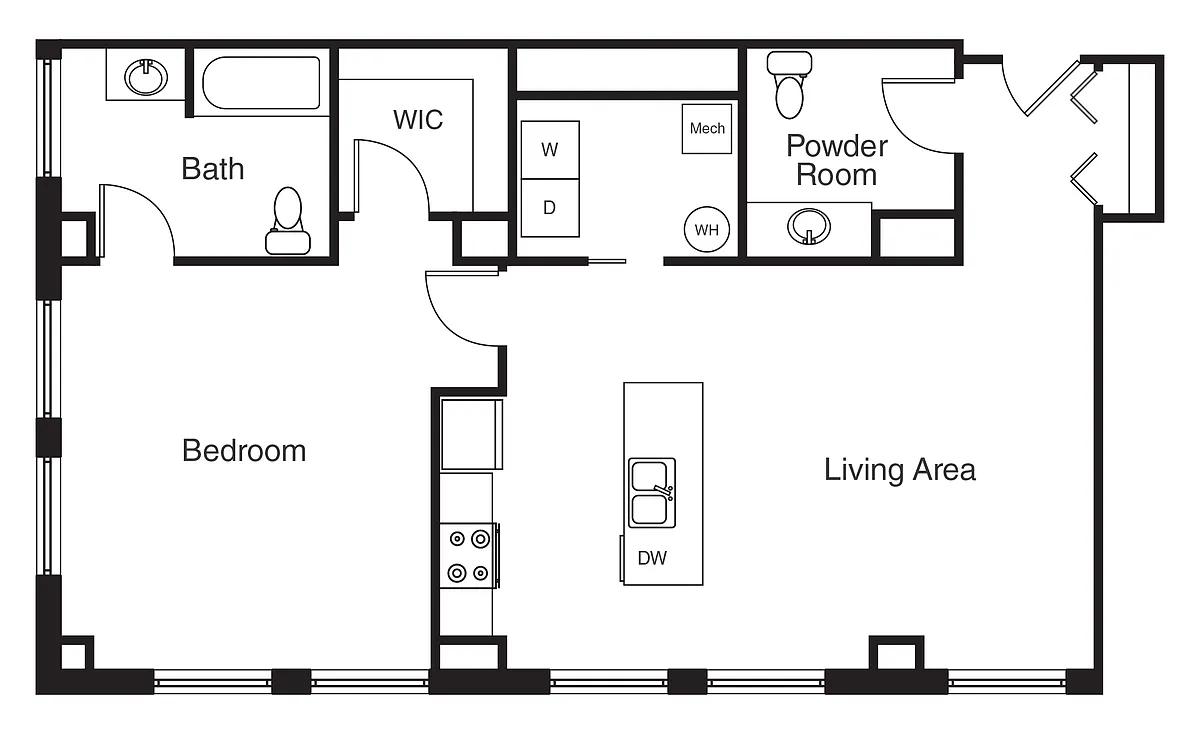 Floor plan 1x1 Barrier Free E