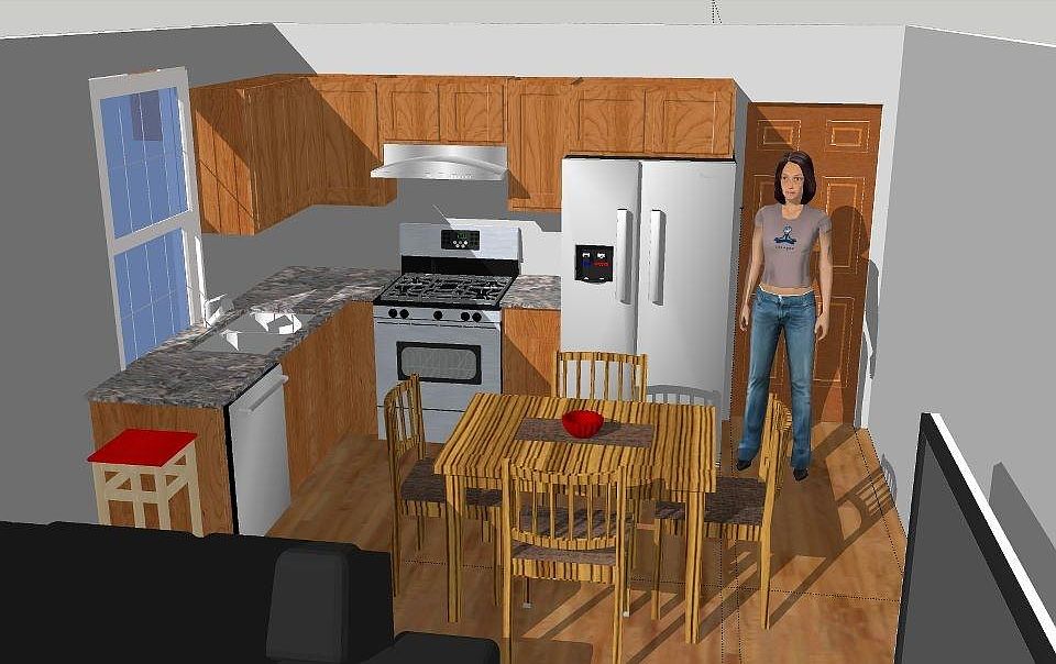 Example floor plan living/kit combined