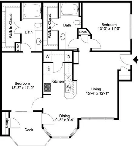 Floor plan Sevilla 2 Bedroom 2 Bath