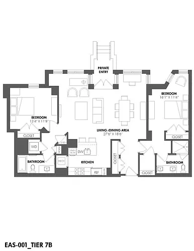 Floor plan 2 Bed/2 Bath