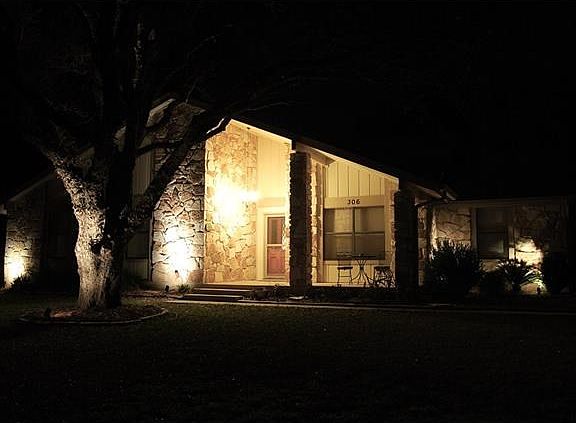 Outdoor lighting adds a special ambiance in the evenings.
