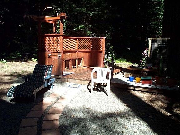 Outdoor shower under the redwoods