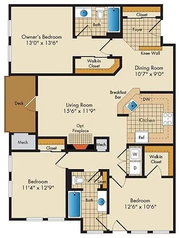 Floor plan 3 Bed 2 Bath