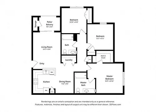 Floor plan Three Bedroom