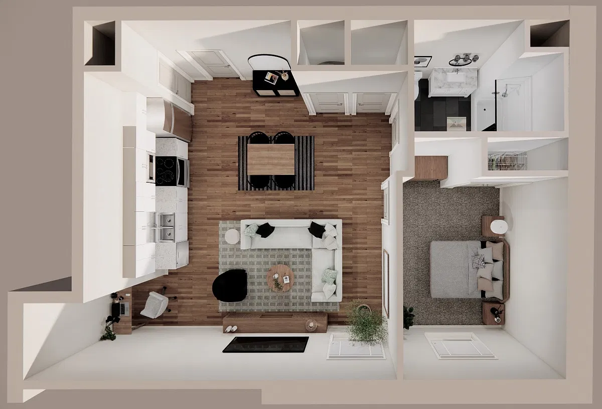 Floor plan 1 Bedroom, 1 Bathroom