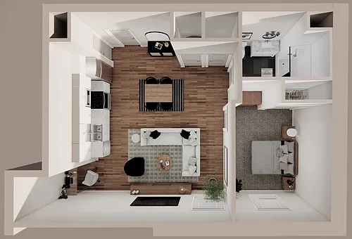 Floor plan 1 Bedroom, 1 Bathroom