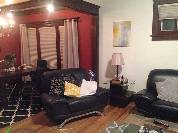 view from living room into dining room