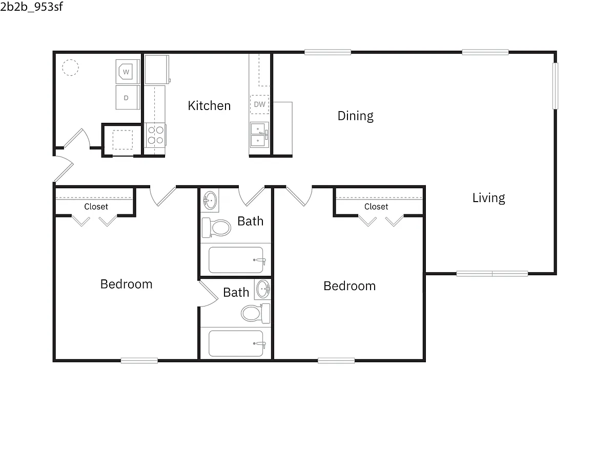 Floor plan B1 - 2 Bedroom 2 Bathroom