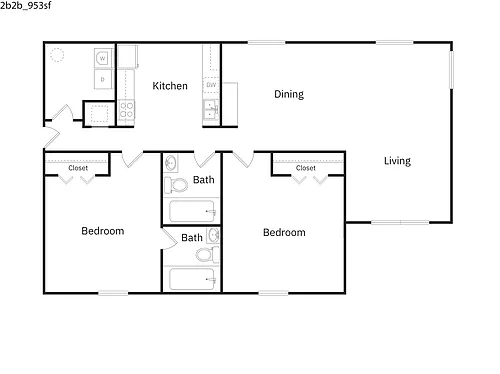 Floor plan B1 - 2 Bedroom 2 Bathroom