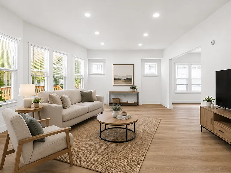 The furnished photos have also been virtually staged using AI to help illustrate the scale of the rooms and demonstrate how the spaces can be comfortably furnished. The staging is for visualization purposes only.