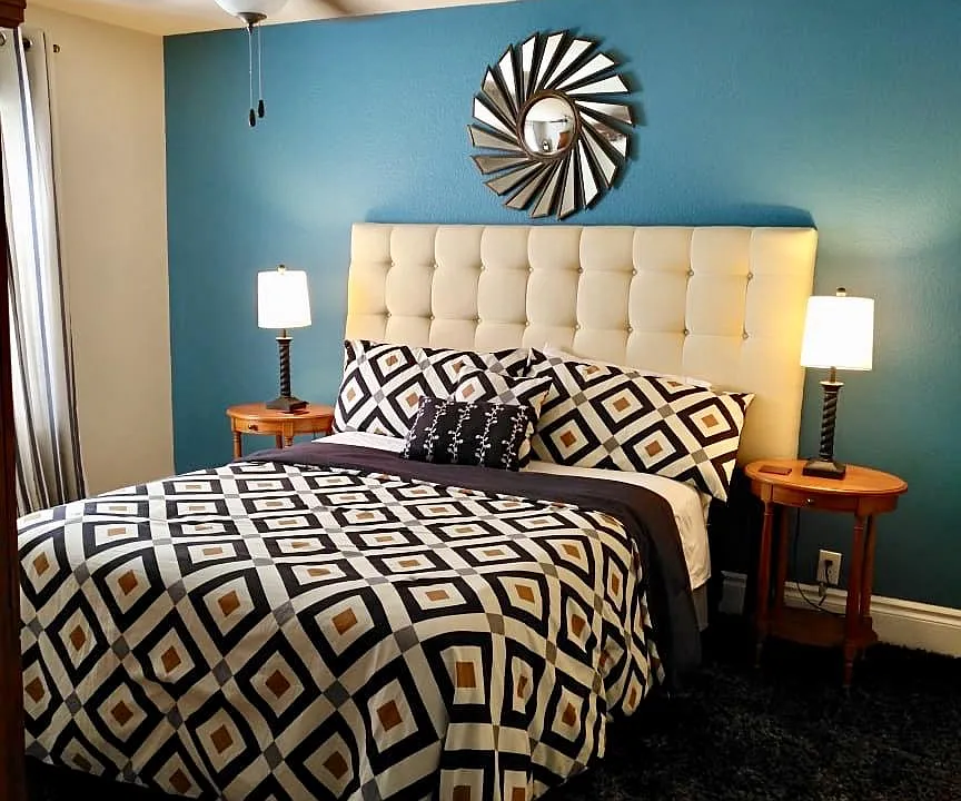 Master bedroom with accent wall
