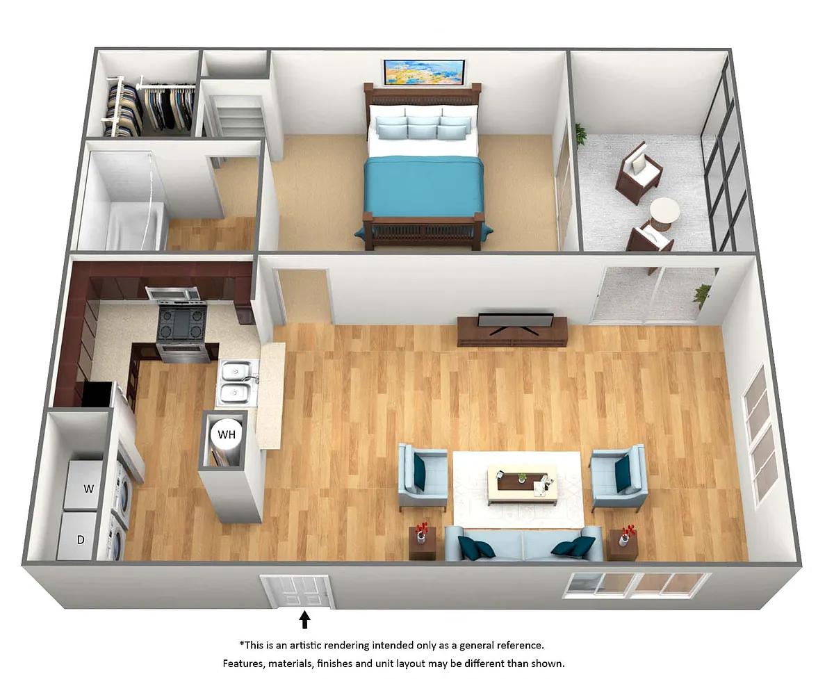 Floor plan A1 - 1 Bedroom 1 Bath