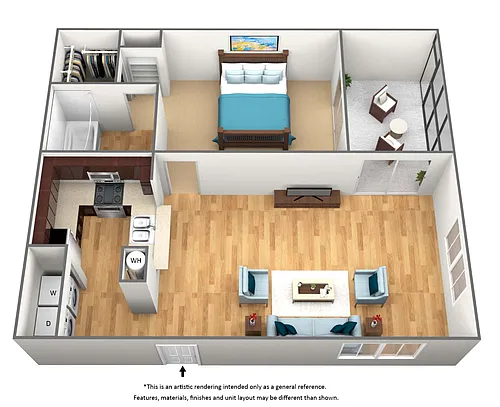 Floor plan A1 - 1 Bedroom 1 Bath