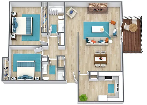 Floor plan 2 bedroom 2 Bathroom