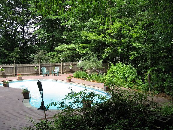 Inground Pool with wooden deck