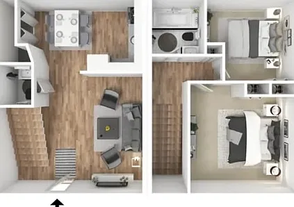 2 BR TH 3D Furnished Layout 2 BR TH 3D Furnished Layout