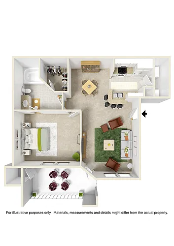 Floor plan 1 Bedroom 1 Bath