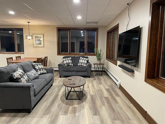 Living room with large screen TV