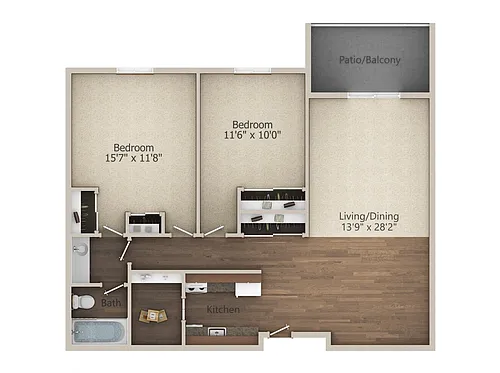 Floor plan 2 Bedroom (944 sq ft)