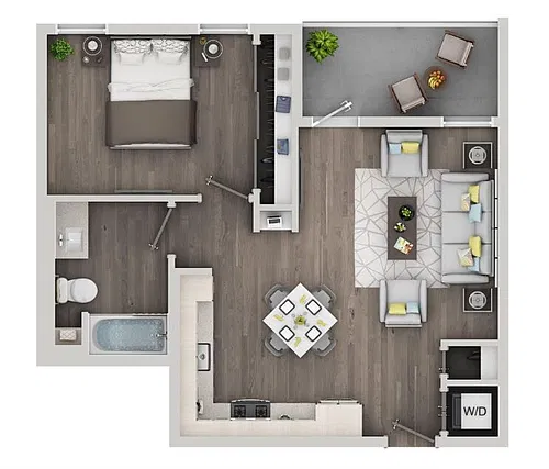 Floor plan 1BD, 1BTH A