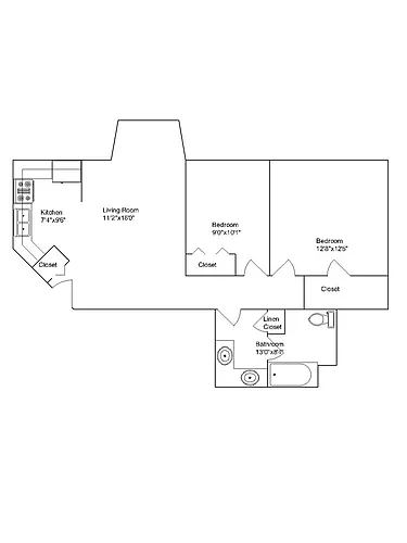 Floor plan 2 Bedroom - 25 35 45