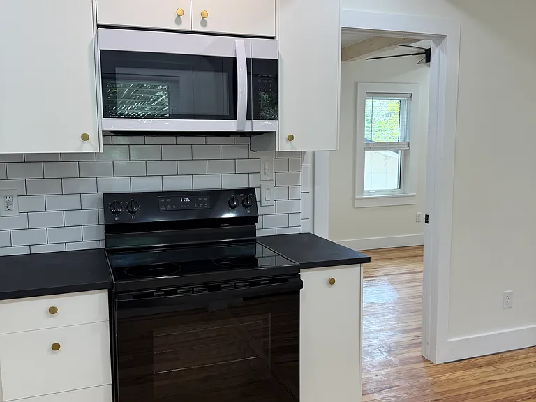 Electric range and microwave.