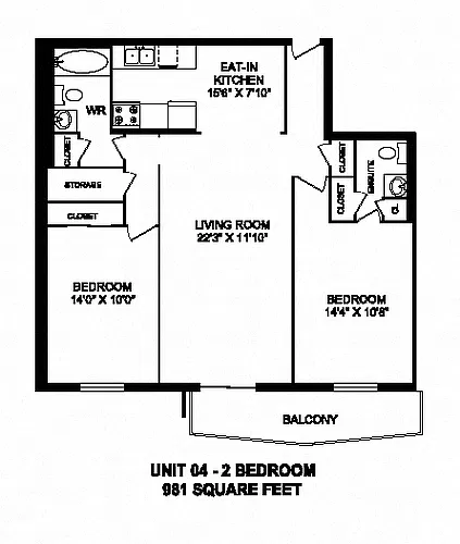 Floor plan 2 Bed 1.5 Bath A