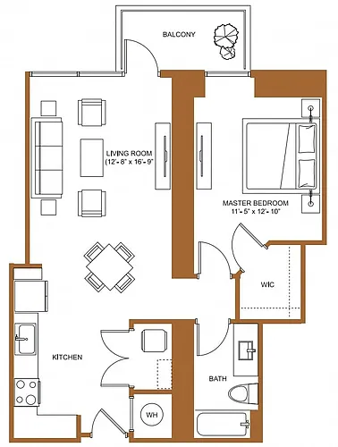 Floor plan 1 Bed/1 Bath-A5