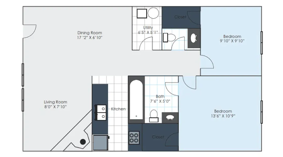 Floor plan 2 Bedroom Partial renovation